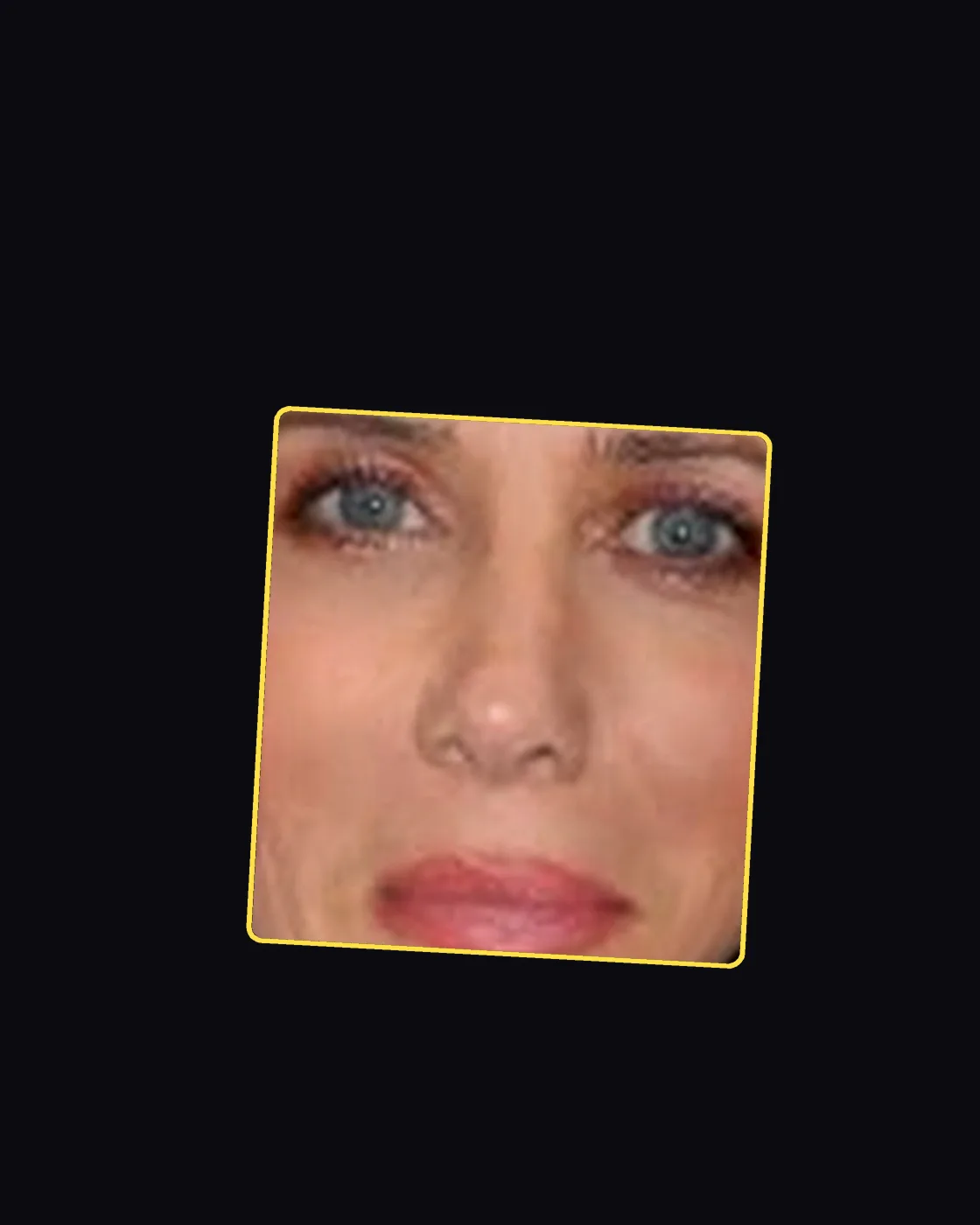 Close crop of a famous person’s nose and jawline