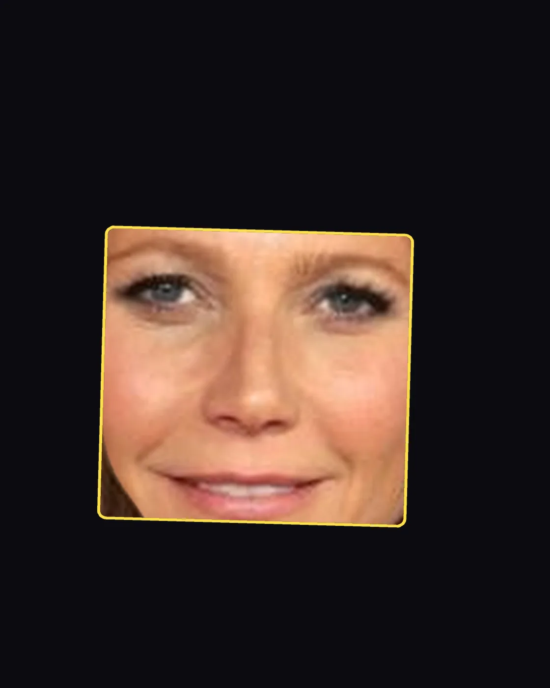 Close crop of a famous person’s nose and jawline